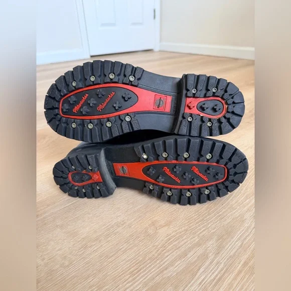 Milwaukee Accelerator Men’s Motorcycle Boots Sz 10 Black Leather Dual Zipper - Picture 8 of 8